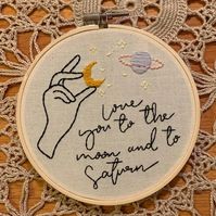 Love You to the Moon and to Saturn Taylor Swift Lyrics Embroidery - Etsy UK