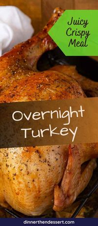 Easy Overnight Turkey with easy gravy is crispy and golden brown on the outside, moist and juicy on the inside, and no basting is needed!