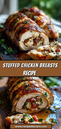 Enjoy these juicy chicken breasts stuffed with a flavorful blend of spinach, sun-dried tomatoes, and feta cheese—perfect for a satisfying dinner!  Ingredients:  4 boneless, skinless chicken breasts 1 cup spinach, chopped ½ cup sun-dried tomatoes, chopped ½ cup feta cheese, crumbled Tender chicken breasts filled with a savory mixture of herbs and cheese, making every bite a delicious experience!