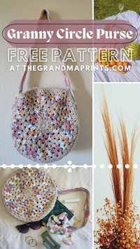 Check out this adorable free pattern at https://thegrandmaprints.com/ Make your own Granny Circle Purse with instructions on my blog!