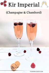 Kir Imperial (Champagne & Chambord) – Champagne meets Chambord in a bubbly fusion of effervescence and rich berry flavors in the classic cocktail, Kir Imperial. This elegant pink drink is the perfect choice for celebrating special occasions, Valentine’s Day, and toasting New Year’s Eve!