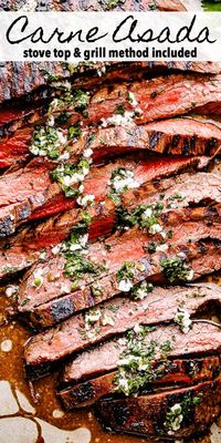 This tender Carne Asada recipe is flavorful and proof that sometimes all you need is a few simple ingredients to make a delicious meal! Juicy, tender grilled flank steak full of incredible Mexican flavors makes this homemade Carne Asada recipe the best you've ever had! #carneasada #mexicanfood #steak #grilling