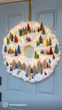 No one has this light-up snowy village wreath - so be the first on your block and in your town to make it and be the envy of your neighborhood! 😃 #MakeItWithMichaels #TheNavagePatch