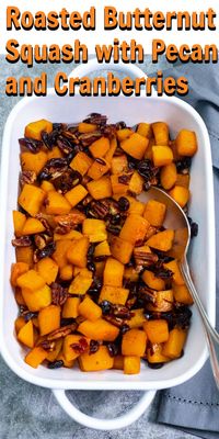 This Roasted Butternut Squash with Pecans and Cranberries is a fall-fabulous dish that will add a lovely twist as a dinner side dish.