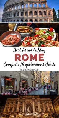 Where to stay in Rome, a detailed neighborhood guide. There are a variety of historical things to do in Vatican City, Trastevere offers the best food and nightlife, Monti is home to high end fashion houses, and Ancient Rome features all of the top attractions such as the Colosseum. Find the best area to stay at while in the Eternal City. Travel in Europe. | Blog by the Planet D #Travel #TravelTips #TravelGuide #Wanderlust #BucketList #Rome #Italy #Italia #Europe