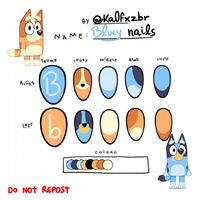 Nails inspired by the Australian cartoon series Bluey