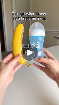 Nataliia | Motherhood | Lifestyle on Instagram: "Teething baby hack 💛🍌 easy to made for mom and relieving & tasty for the baby #teethingbaby #teethinghacks #babyteethers #momhacks #momtips #momtipsandtricks #firsttimemom #sahm #momlife #fyp"