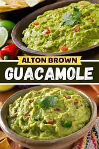 If you haven't tried the Alton Brown guacamole, you're missing out! Packed with avocados, jalapenos, cilantro, tomatoes, garlic, onions, and a ton of spices, you'll flip for this incredible recipe!