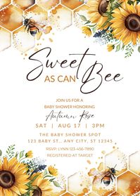 Editable Sweet as Can Bee Baby Shower Invitation, Sunflower, Honeycomb, Gender Neutral, Printable or Digital Invite - Etsy