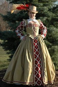 Elizabethan costume, color pattern, but in green and creme?