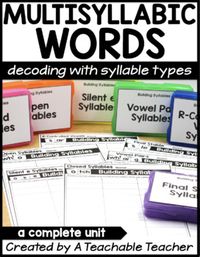 Decoding Multisyllabic Words using Syllable Types. This comprehensive unit includes low prep, interactive, hands-on activities for learning and mastering each of the six syllable types. Includes a comprehensive review that ensures students learn to apply their knowledge of syllable types to successfully decode multisyllabic words. | decoding reading strategies | reading activites