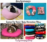 Guinea pig Neck/Body horse shoe pillow  This u shaped pillow will keep you're guinea pig feeling snuggled and warm.  I've tried different types of styles and this was the style that my guinea pigs loved the most. I think it's because they feel secure with this pillow because it's like having arms around them.  This pillow is not too hard or too soft, it's just right.  PLEASE NOTE:  the pillow might seem dense but once washed it will be more soft and less dense. And you could mold it to comfort l