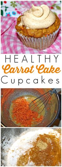 These healthy Carrot Cake Cupcakes are so delicious!  Definitely one of the BEST healthy dessert recipes I've tried.   The maple sweetened frosting is to die for and has no refined sugar!