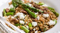 A delicious vegetarian recipe for spring, this whole grain medley includes pecans and feta cheese.