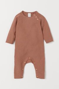 Knit Cotton Overall - Dark beige - Kids | H&M US 1