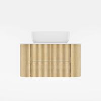 31.5 Inch Fluted Floating Bathroom Vanity with Single Sink Sintered Stone Top