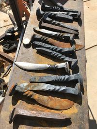 Knives made from RR Spikes Cactus Ranch Welding 505-469-3355