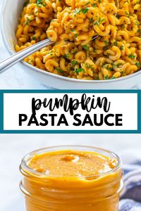 Pumpkin pasta sauce is a delicious way to use that can of pumpkin in your pantry with a few other delicious, simple ingredients.