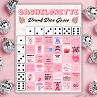 🎲🥂 BACHELORETTE DRUNK DICE GAME 🥂🎲 Maid of honors, look no further! Introducing the "Bachelorette Drunk Dice Game" - the ultimate party-starter for your weekend of fun celebrating the bride to be! This digital download features a fun and flirty pink-themed board with 36 tiles to navigate using a pair of dice. With challenges like "Truth or Dare," "Never Have I Ever," and the hilarious "Zoomy Zoomy," this game brings something new with every roll of the dice! The board is designed to engage everyone in the group with mini-games, drinks, and hilarious dares that are perfect for the occasion. What's Included: ✨ A high-quality PDF file formatted to 18x24 inch poster size ✨ A high-quality PDF file formatted to 16x20 inch poster size ✨ A game key (PDF format) explaining how to play various t