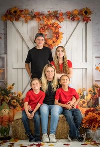 Kate Autumn Pumpkin Backdrop White Barn Door for Photography