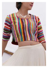 Tahevara Textured Multicolor Crop Top