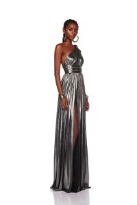 Goddess One Shoulder Silver Gown – BRONX AND BANCO