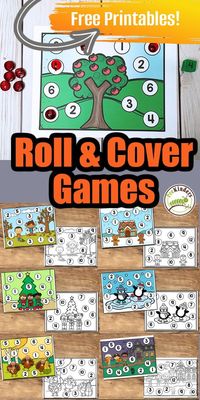 Roll and Cover games are dice games that help children practice numeral recognition and counting. While using the 1-12 Roll and Cover game mats, advanced students will also practice addition. Find free printables to use in your classroom right here from PreKinders!