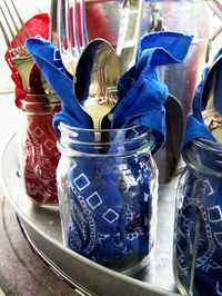 Silverware Holder - your place setting, including drinking glass...could be super cute for our Fourth of July BBQ