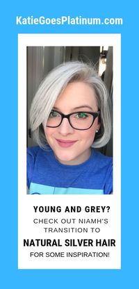 Niamh knew she didn't want to walk down the aisle with dyed hair or mid-transition hair, so she carefully planned her gray growout to be finished before her wedding date.  Check out her lovely images and read her story for inspiration! #goinggrey #goinggray #greyhairtransition