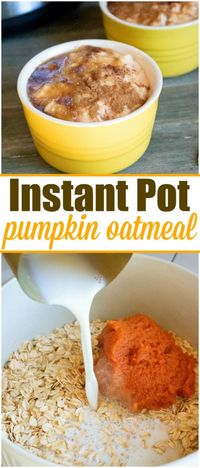 These 2 Instant Pot oatmeal recipes only take 5 minutes to cook and taste amazing! An easy pressure cooker breakfast that the whole family will enjoy and is a healthy meal too. Try apple cinnamon oatmeal or pumpkin oatmeal this morning and let us know what you think! #instantpot #oatmeal #apple #breakfast #pumpkin #pressurecooker #instantpotrecipes #thetypicalmom