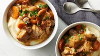 Need a slow-cooker chicken recipe that’s something special? This hearty, warming stew fits the bill with its earthy, French-country-cooking-inspired flavors, including bacon, flavorful vegetables, chicken and a combination of broth and wine. Whether you’re having company over or just want to elevate your weeknight meal a bit, serve this impressive meal with crusty bread or over Betty Crocker™ mashed potatoes.