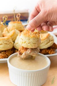 Chicken and Biscuits with Maple-Butter Dipping Sauce via @ediblesense