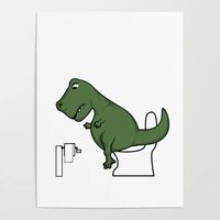 TRex dinosaur arms toilet funny gift Poster