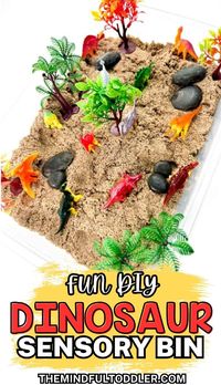 Dinosaurs for toddlers are fascinating creatures, for boys and girls alike. Create an exciting DIY dinosaur sensory bin for your little one! Your toddler will have endless fun digging, exploring, and learning about dinosaurs in their own mini Jurassic world.