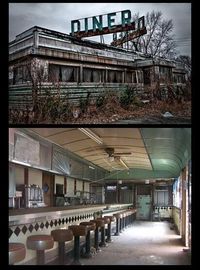 A cool abandoned cafe. This is so cool! When I win the lotto, I will open an old…