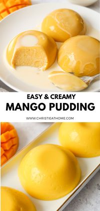 Mango Pudding. A delicious creamy pudding made of sweet mangoes, coconut milk and a few other simple ingredients. One of my favorite Chinese desserts ever!