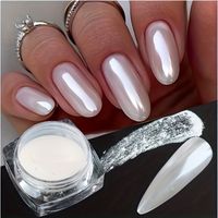 Pearl Chrome Nail Powder, Mirror Effect Aurora Magic Pearlescent White Nail Powder Pigment, High Gloss Glitter Nail Art, Holographic Ice Aurora Dust Nail Powder For Manicure Decorations