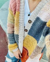 Looking for an easy and colorful crochet project for the fall season? This free crochet patchwork cardigan pattern from Make and Do Crew is perfect for you! With its modern and cozy design, this cardigan is both stylish and comfortable. This inclusive size cardigan is a great way to express your personal style and keep warm this winter. Best of all, it's a scrap buster project, allowing you to use up leftover yarn. Visit our blog for more crochet cardigan patterns. Photo credit: stitchtogrow