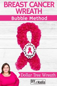 Breast Cancer ribbon deco mesh wreath | Easy BUBBLE method with dollar tree DECO MESH