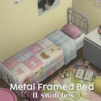 METAL FRAMED BED - RECOLOR౨ৎ ⋆｡˚ quick recolors I almost forgot to put out. if there's any issues let me know :) 11 swatches base game download (sfs) + CD'S 28 swatches in clutter section Req…