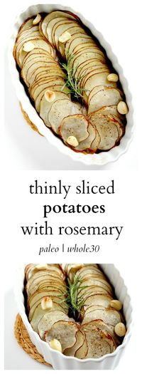 These potatoes topped with rosemary and garlic are flavor and so crispy! They are a great whole 30 potatoes recipe that go with almost any entree.