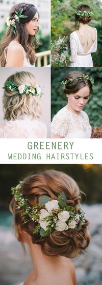 Greenery Wedding Hairstyles - Wedding Flower Crown - Pretty Collected #GreeneryWedding #WeddingHairstyles #WeddingHair #GreeneryWeddingIdeas #WeddingIdeas #Hairstyles #BohemianBride #WeddingUpdo