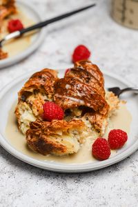 Croissant Bread Pudding with Espresso Crème Anglaise - Well Seasoned Studio