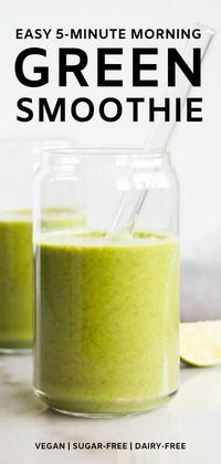 A delicious and simple 5-ingredient sweet and tangy green smoothie that can easily be customized. Made with fresh spinach, tangy lime, and sweet banana, this smoothie is perfect for busy mornings or as an afternoon snack. Either way, this smoothie won't disappoint. #greensmoothie #healthysmoothie #smoothierecipe