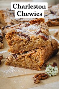 A buttery brown sugar center with a slightly crunchy outer layer is what makes these chewy and gooey Charleston Chewies an irresistible dessert bar. Many Lowcountry picnics, potlucks, bake sales, and family gatherings aren't complete without these Gullah-inspired delicacies.