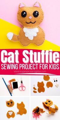 This easy cat sewing project is perfect for making a backpack charm or keychain - an easy gift for the cat lover in your life.