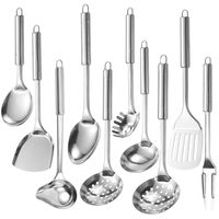 PRICES MAY VARY. High Quality Metal Kitchen Utensils: Made of restaurant-quality heavy duty stainless steel. Forged in one-piece with no welding or stress points, sturdy. Fine mirror polished, shinning surface, unique shape and style Perfect Gift For Cooking Enthusiasts: Elegantly designed with a smooth and shiny finish that gives an aesthetically pleasing ambiance and looks amazing as kitchen decor. Great gift idea for housewarming, birthday, Christmas, thanksgiving Ergonomically Desighned: The