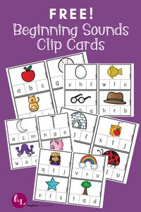 If you're little learners are beginning to sound out words, these free beginning sounds clip cards are perfect! Simply download, print, cut, and engage! #printableactivities #preschoolactivities #literacyactivities #alphabet #printableliteracyactivities #kindergartenactivities #kindergartenliteracyactivities #kindergartenliteracy #education