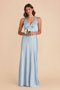 Veronica Matte Satin Dress - Mist Blue