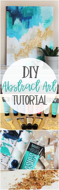 DIY Abstract Art Canvas | Easy beginner abstract art tutorial - Lolly Jane